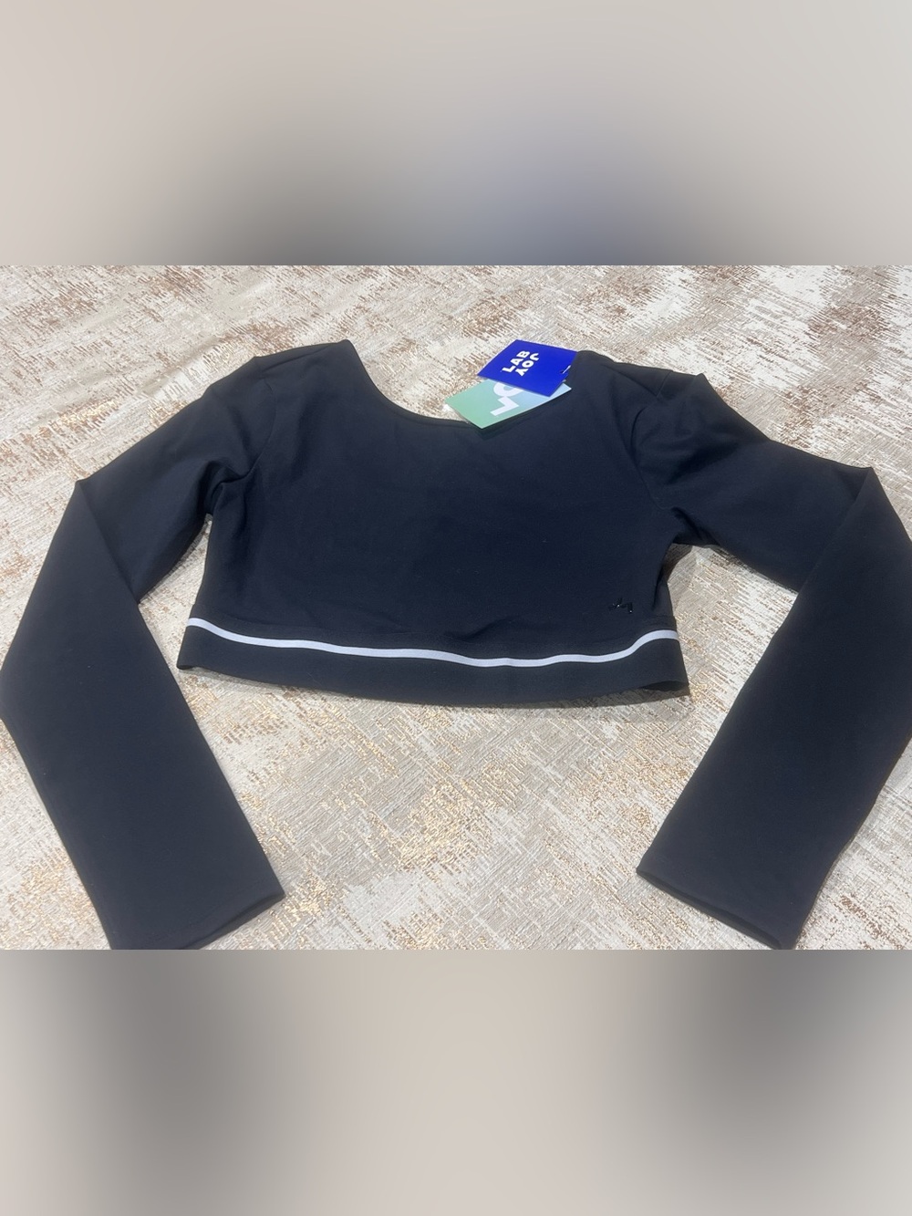 JoyLab Black Long-Sleeve Crop Top with Reflective Stripe